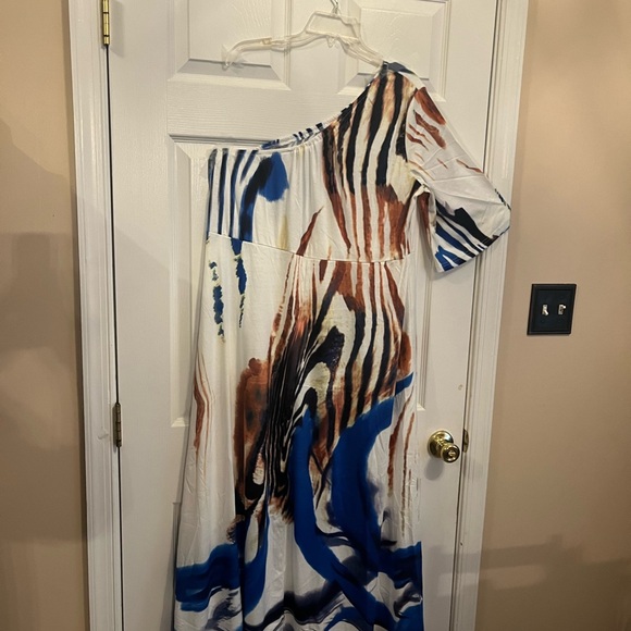 Women Plus Size One Shoulder Long Vibrant Print Flattering Maxi Summer Dress 18W - Picture 7 of 8